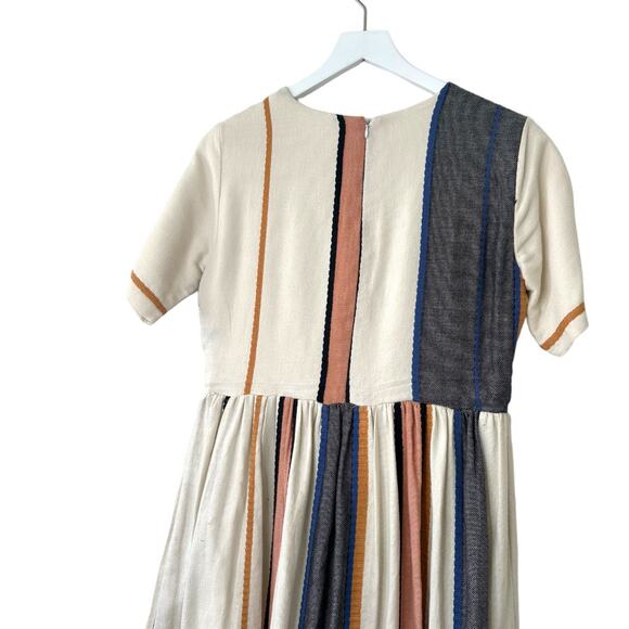 Piper & Scoot Striped Short Sleeve Cotton Midi Eleanor Dress Size XS - Picture 8 of 13